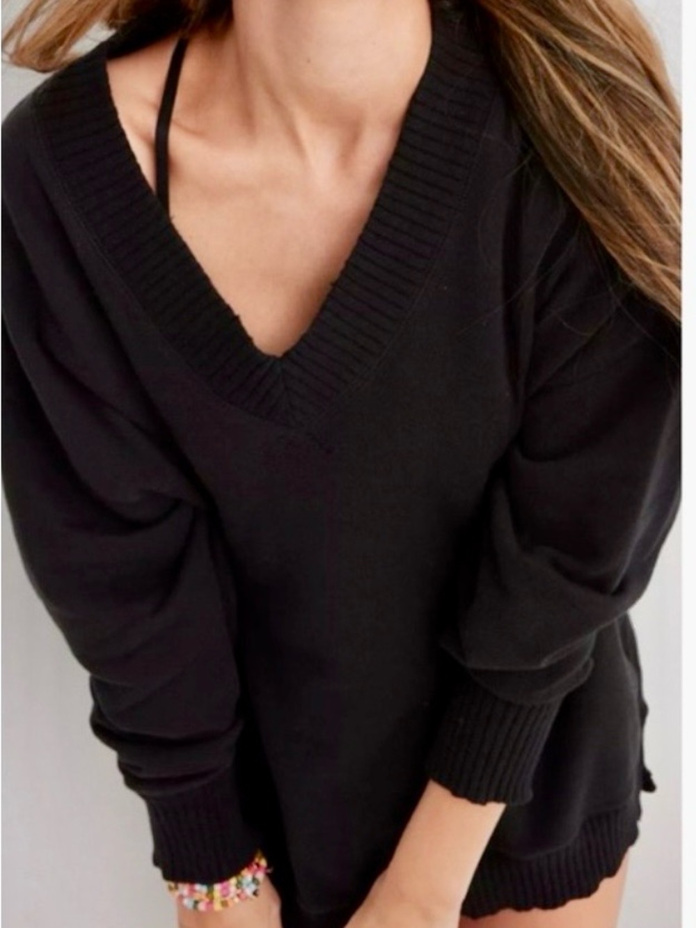 Aerie Down to Earth Oversized V-Neck Sweatshirt, SMALL & MEDIUM available